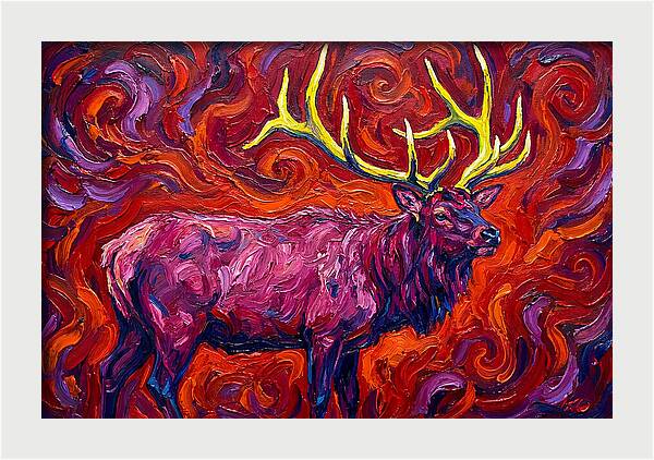 Elk In Expressionist Swirls