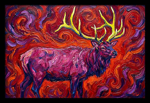 Elk In Expressionist Swirls