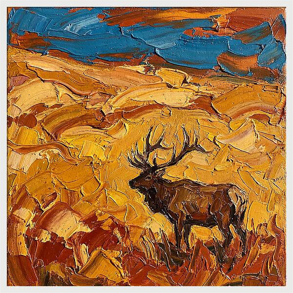 Elk In Golden Landscape
