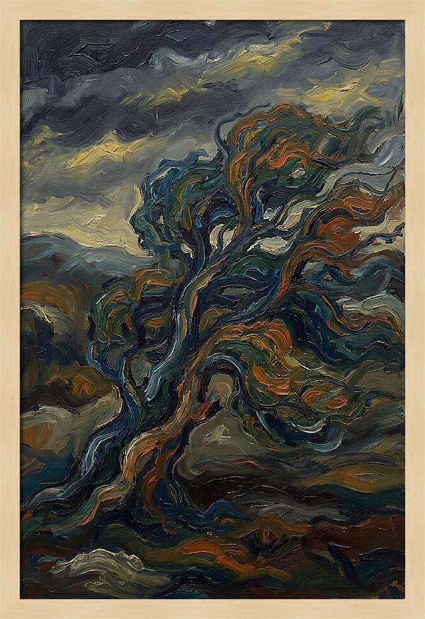 Elm Tree In Expressionist Style