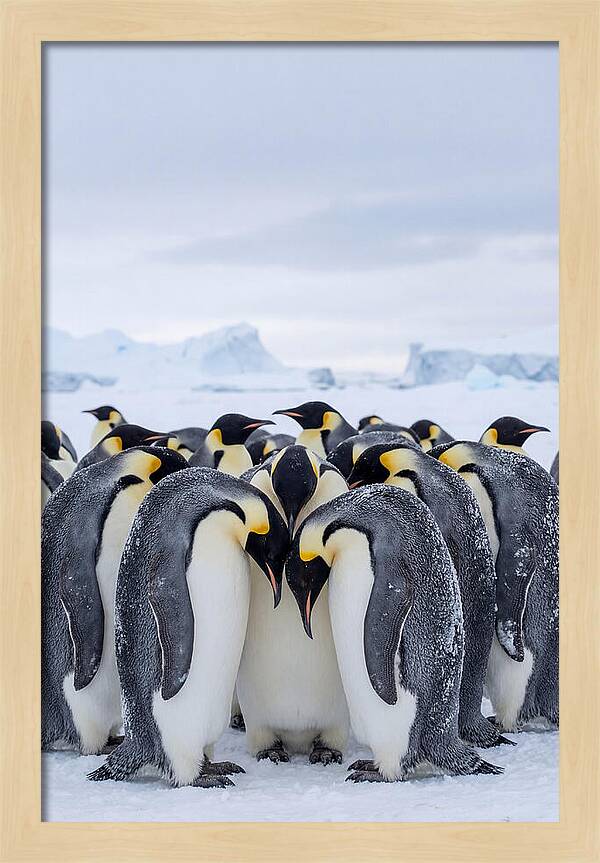 Emperor Penguins Huddled Together