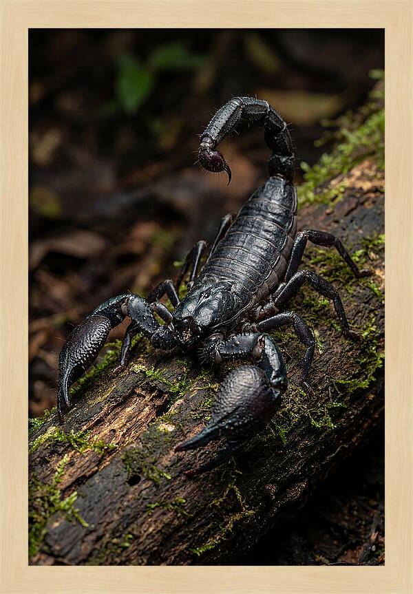 Emperor Scorpion On A Log