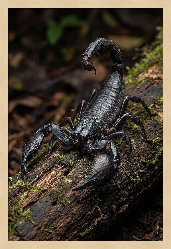 Emperor Scorpion On A Log