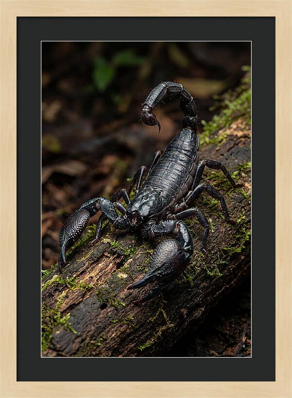Emperor Scorpion On A Log