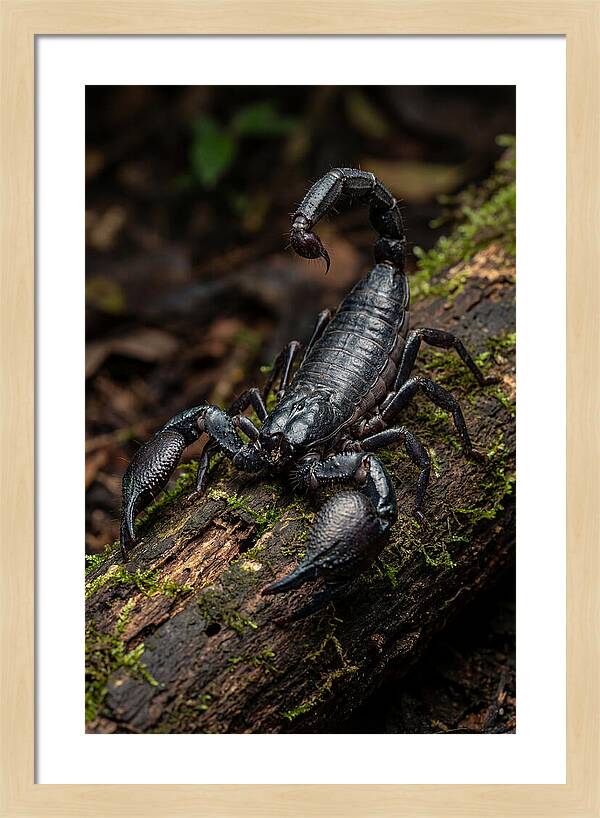 Emperor Scorpion On A Log