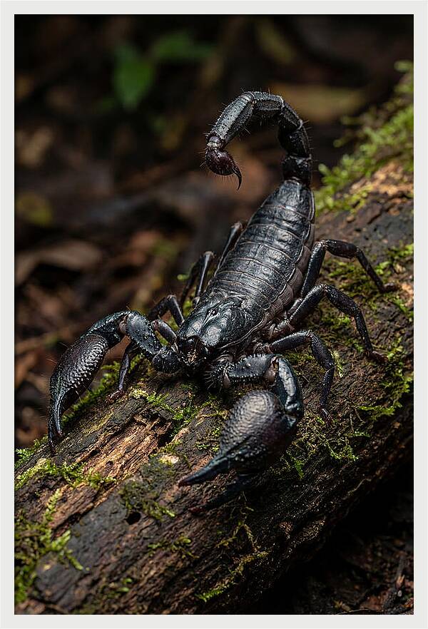 Emperor Scorpion On A Log