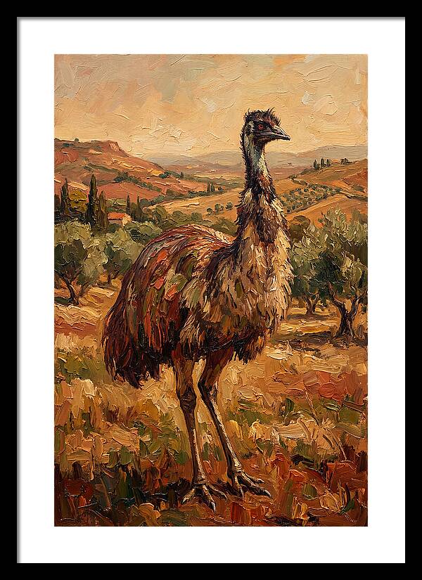 Emu In Mediterranean Landscape