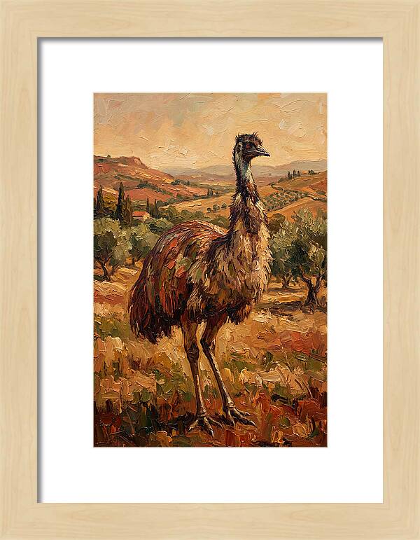 Emu In Mediterranean Landscape