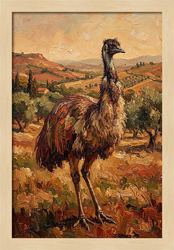 Emu In Mediterranean Landscape