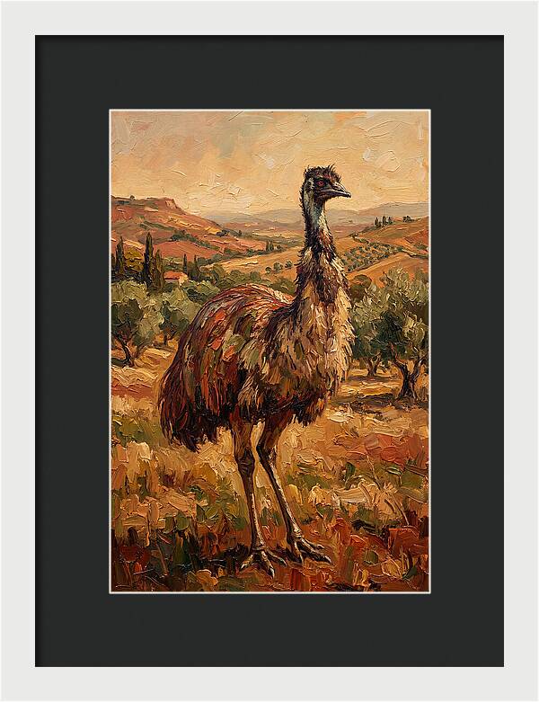 Emu In Mediterranean Landscape