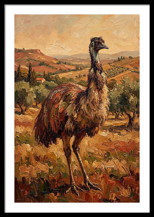 Emu In Mediterranean Landscape