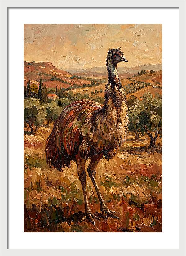 Emu In Mediterranean Landscape
