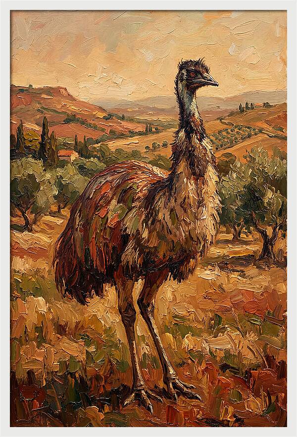 Emu In Mediterranean Landscape