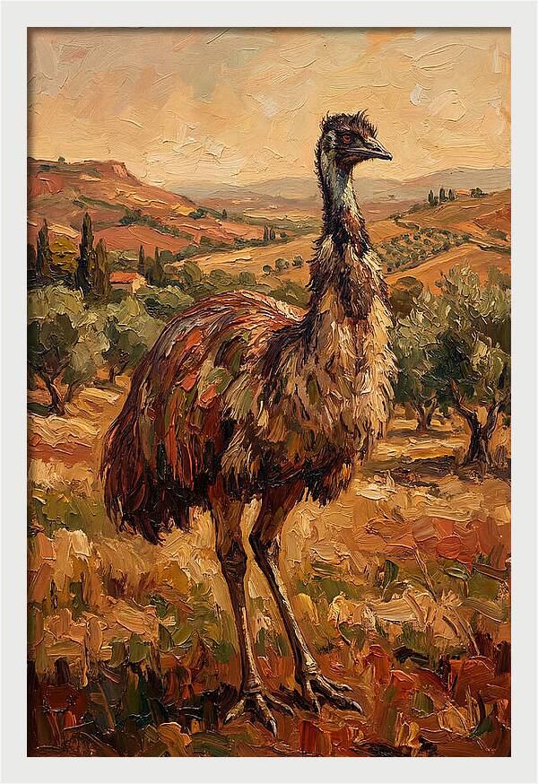 Emu In Mediterranean Landscape