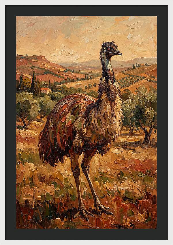 Emu In Mediterranean Landscape