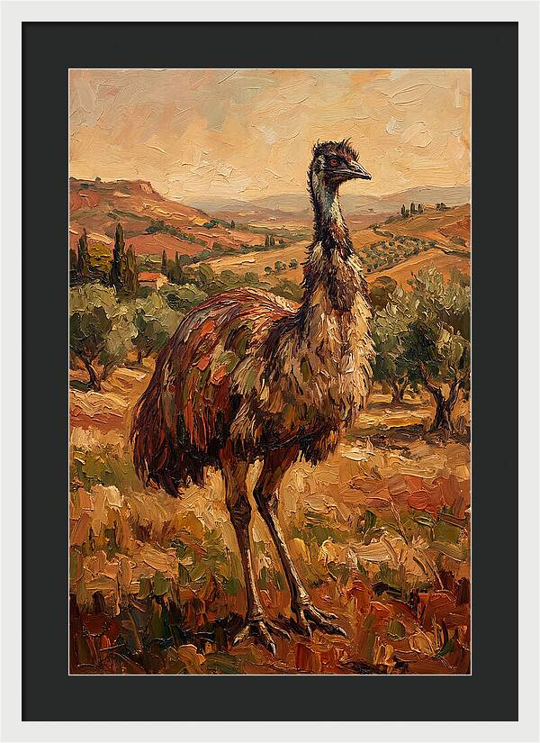 Emu In Mediterranean Landscape