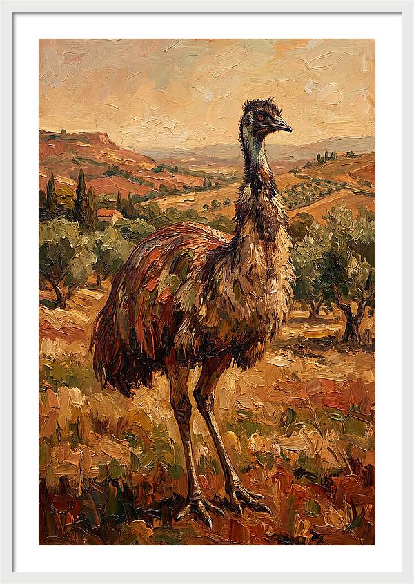 Emu In Mediterranean Landscape