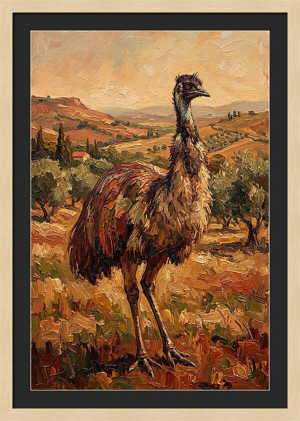 Emu In Mediterranean Landscape