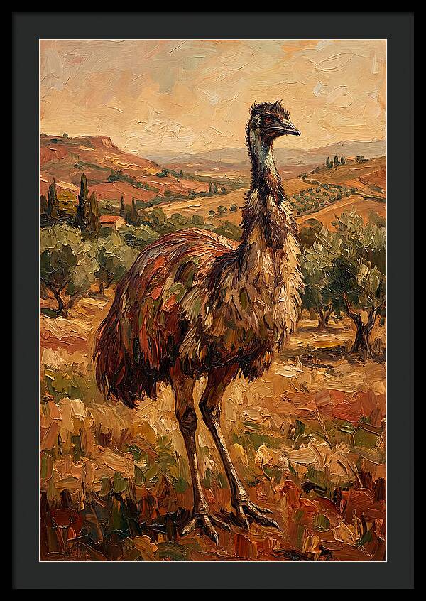 Emu In Mediterranean Landscape