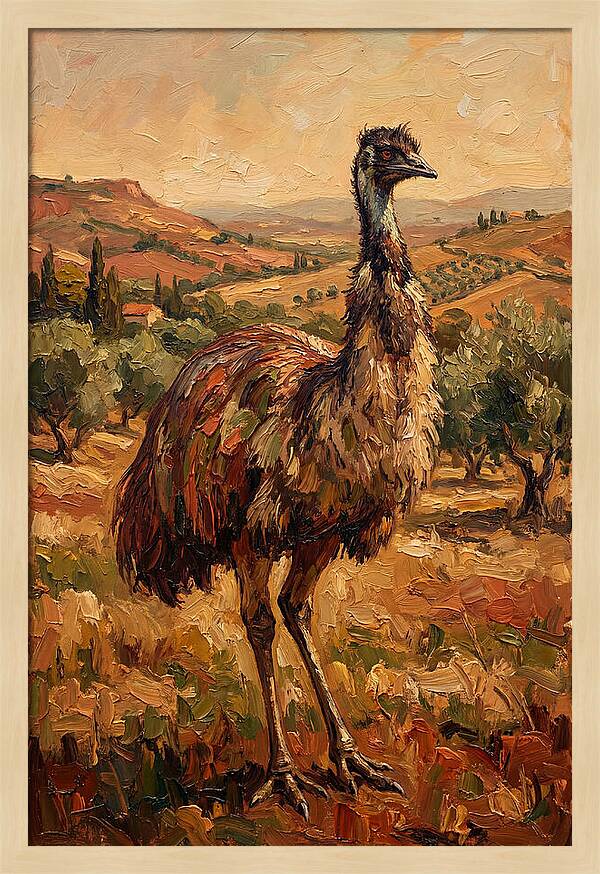Emu In Mediterranean Landscape