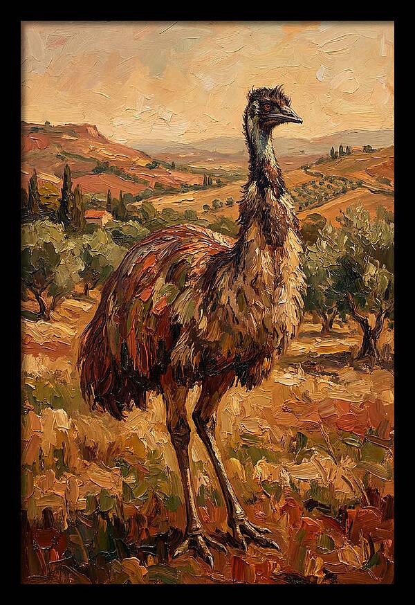 Emu In Mediterranean Landscape