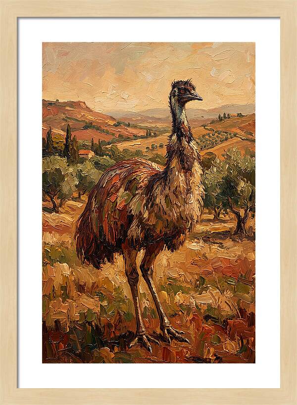 Emu In Mediterranean Landscape