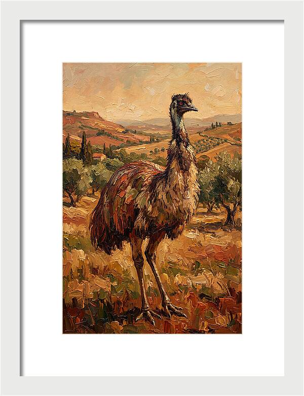 Emu In Mediterranean Landscape