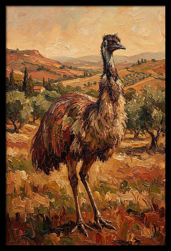 Emu In Mediterranean Landscape