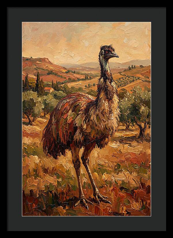 Emu In Mediterranean Landscape