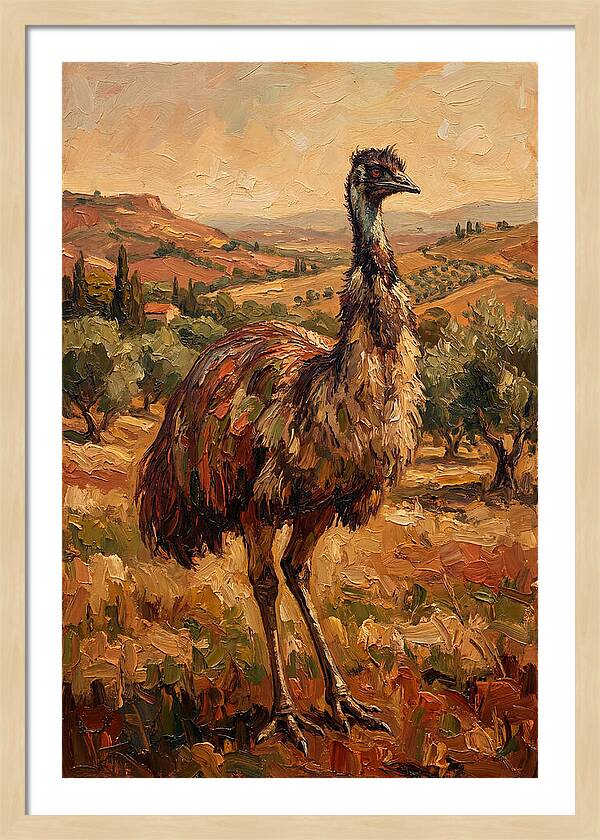 Emu In Mediterranean Landscape