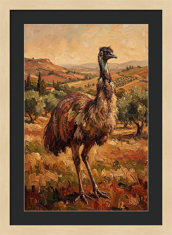 Emu In Mediterranean Landscape
