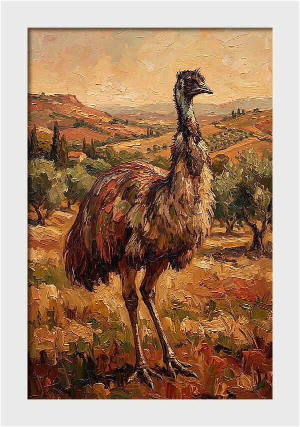 Emu In Mediterranean Landscape