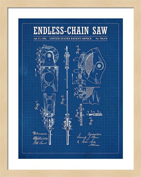 Endless Chain Saw Blueprint Patent Us780476a