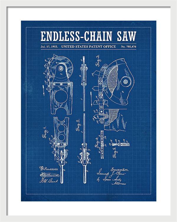 Endless Chain Saw Blueprint Patent Us780476a