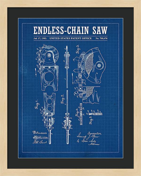 Endless Chain Saw Blueprint Patent Us780476a