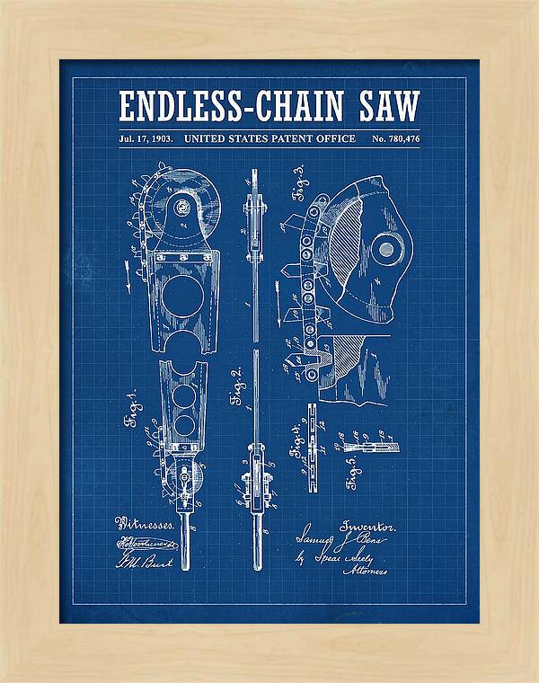 Endless Chain Saw Blueprint Patent Us780476a