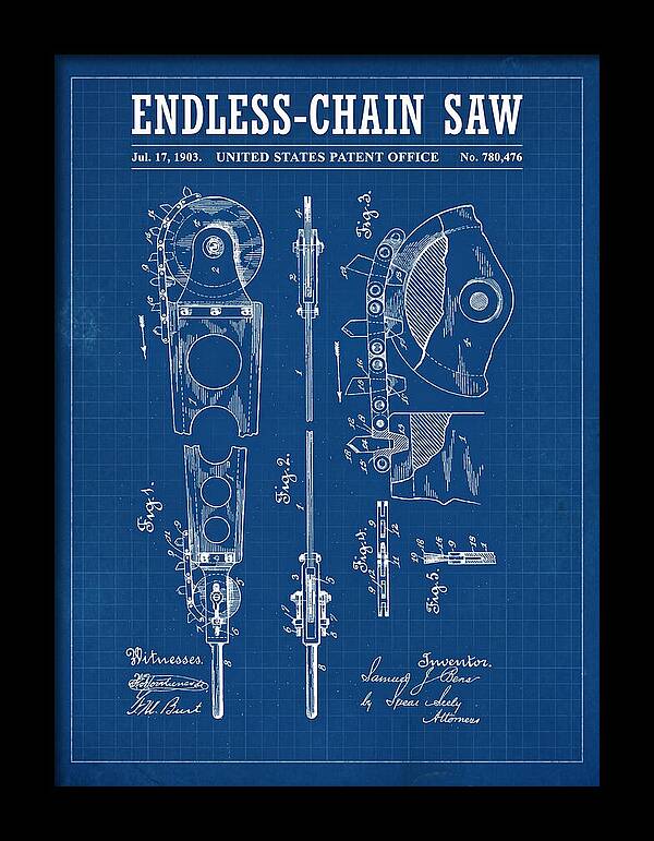 Endless Chain Saw Blueprint Patent Us780476a