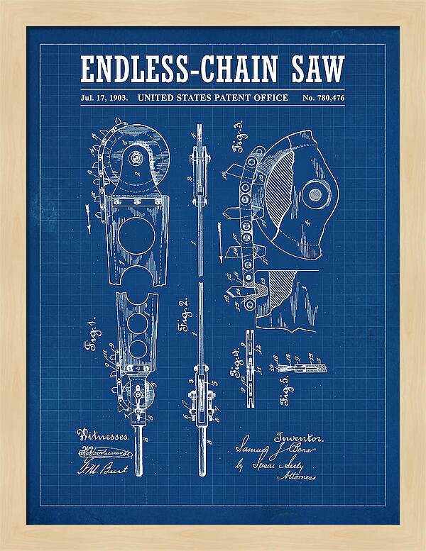 Endless Chain Saw Blueprint Patent Us780476a