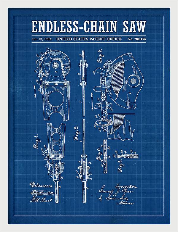 Endless Chain Saw Blueprint Patent Us780476a