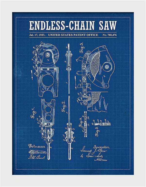 Endless Chain Saw Blueprint Patent Us780476a