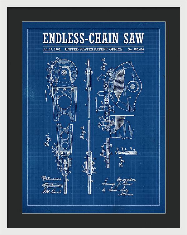 Endless Chain Saw Blueprint Patent Us780476a