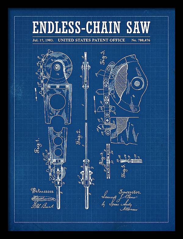 Endless Chain Saw Blueprint Patent Us780476a
