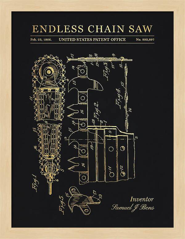 Endless Chain Saw Gold Patent Us893897a