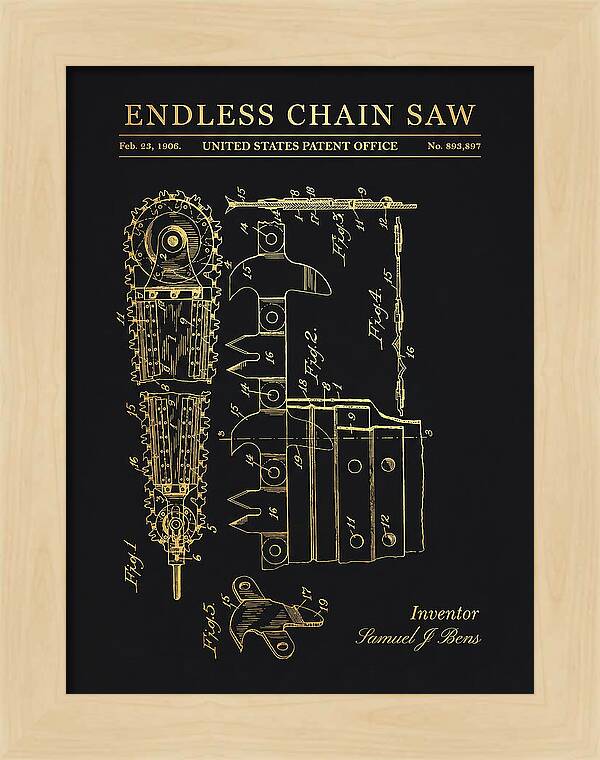 Endless Chain Saw Gold Patent Us893897a
