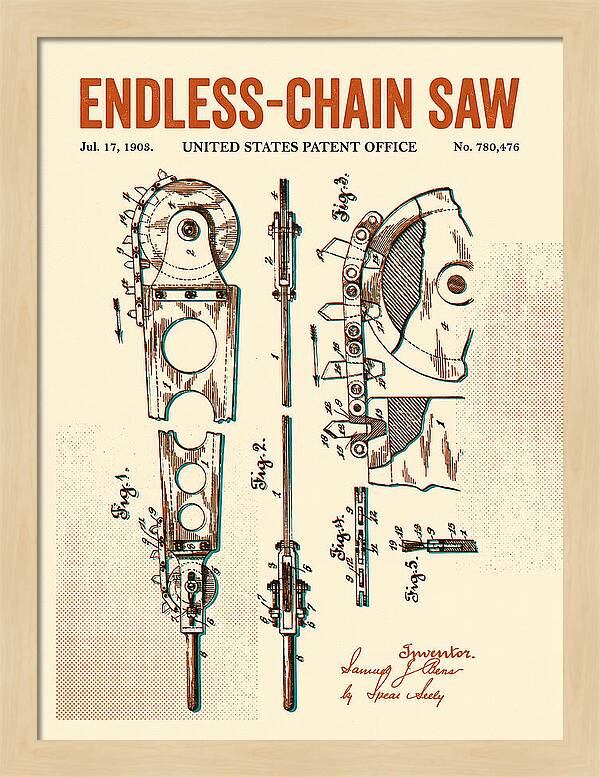 Endless Chain Saw Retro Patent Us780476a