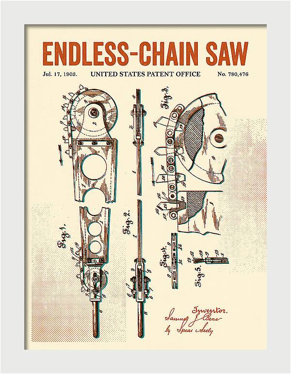 Endless Chain Saw Retro Patent Us780476a