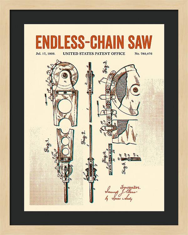 Endless Chain Saw Retro Patent Us780476a