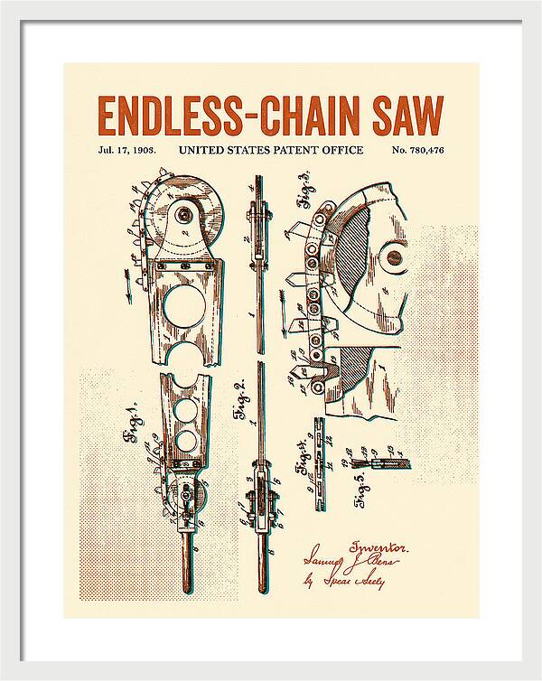 Endless Chain Saw Retro Patent Us780476a