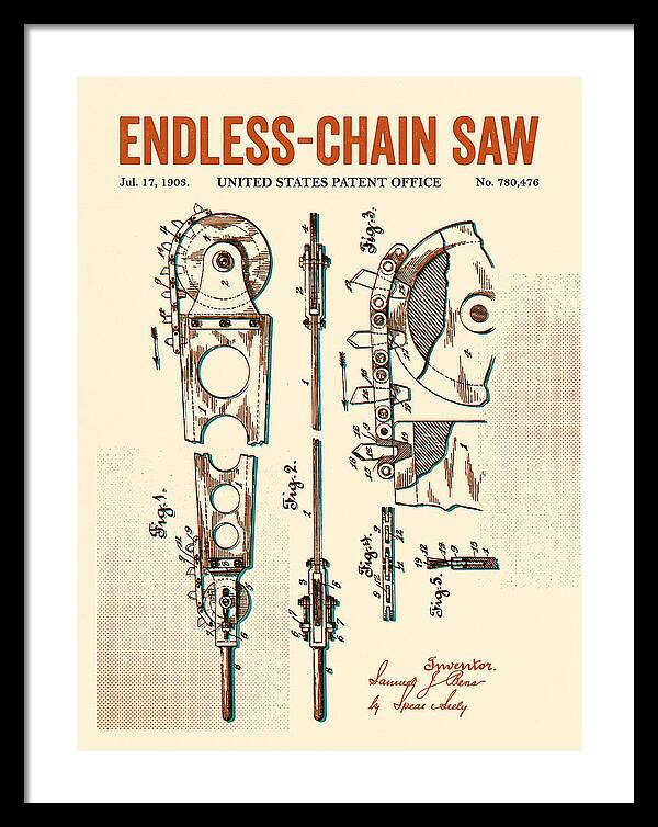 Endless Chain Saw Retro Patent Us780476a