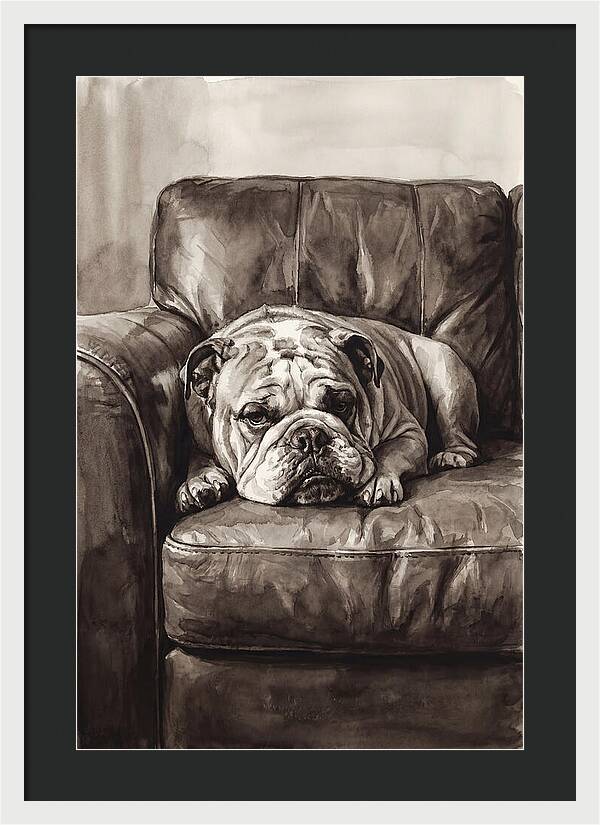 English Bulldog Relaxing On Couch